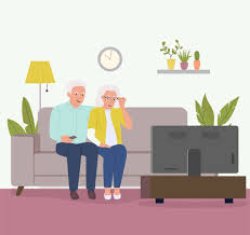 Old Couple Watching TV Cartoon Meme Template