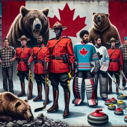 Canadian Mounties, ice hockey goalie, Grizzly bear, curler defen Meme Template