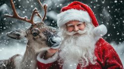 Reindeer with Santa Claus Meme Template