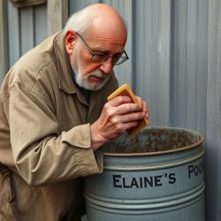 Man scrubbing steel bucket Meme Template