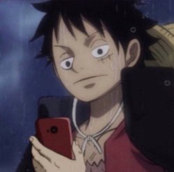 luffy on his phone Meme Template