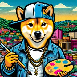 Shiba Inu rapper style painterfrom Kingwood West Virginia Meme Template