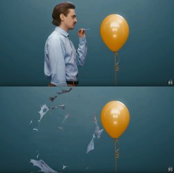 Balloon pops man Meme Template