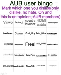 AUB user bingo Meme Template