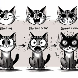 cat happy who becomes terrrified Meme Template