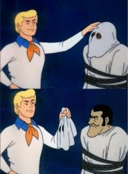 scooby-doo fred unmasks face (mirrored) Meme Template