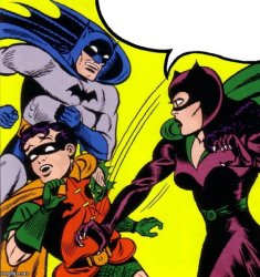 Batman robin catwoman slap Meme Template