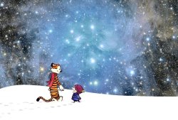 Calvin and Hobbes nebula sky night Meme Template