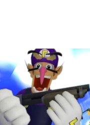 Waluigi with a shotgun Meme Template