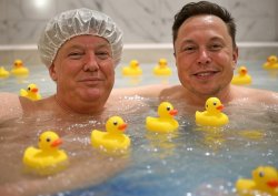 Trump Musk #elonald bath rubber duckies Bromance Meme Template