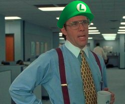 Bill Lumbergh Luigi Hat Meme Template