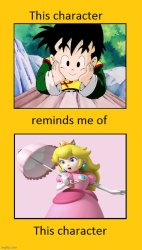 baby gohan reminds me of princess peach Meme Template