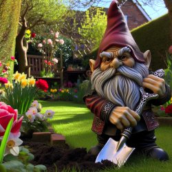 grumpy gnome digging in the garden Meme Template