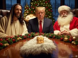 Jesus Trump and Santa 1 Meme Template