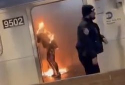 Burning Woman NYC Subway Meme Template