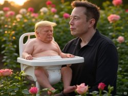 Donald Trump baby high chair with Daddy Elon Musk #elonald Meme Template