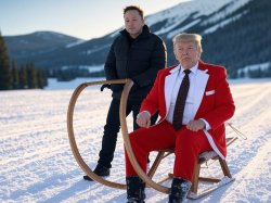 Donald Trump Elon Musk #elonald sled sleigh snow Meme Template