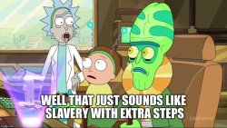 Rick that just sounds like slavery with extra steps Meme Template