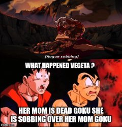 goku and vegeta shocked at rogue sobbing Meme Template