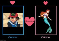 ash ketchum dates mermaid princess Meme Template