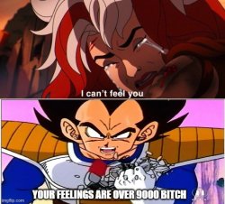 vegeta's 9000 feelings Meme Template