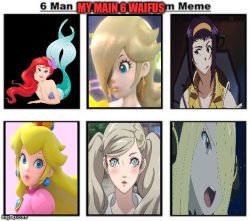 main 6 waifus Meme Template