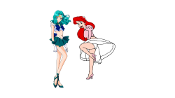 Sailor Neptune and Ariel Bellies Meme Template