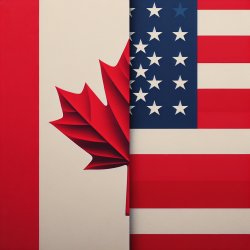 Split: Canadian flag/U.S. flag Meme Template