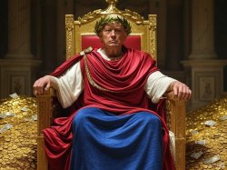 Donald Trump King Caesar money gold kneeling worshipers Meme Template