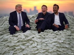 Donald Trump, Elon Musk, Vivek Ramaswamy pile of money oligarchy Meme Template