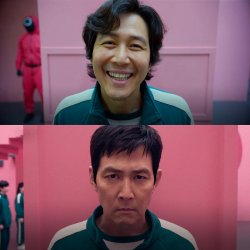 Smiling Seong Gi-hun / Unsmiling Seong Gi-Hun Meme Template