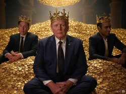 Donald Trump, Elon Musk, Vivek Ramaswamy pile of gold  oligarchy Meme Template