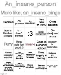 An insane bingo (new years day 2025) Meme Template