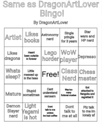 DragonArtLover bingo Meme Template