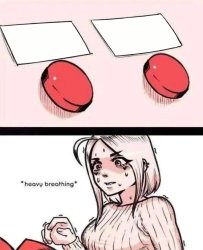 Girl choosing between two button options Meme Template