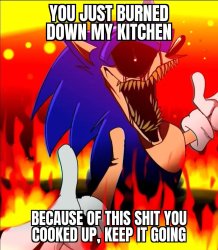 you just burnt down my kitchen but keep cooking bro Meme Template