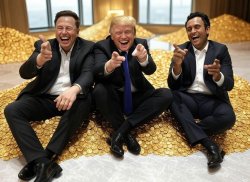 Donald Trump, Elon Musk, Vivek Ramaswamy pile of money oligarchy Meme Template