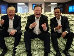 Donald Trump, Elon Musk, Vivek Ramaswamy pile of money oligarchy Meme Template