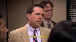 Am I gay? - Andy Bernard Meme Template