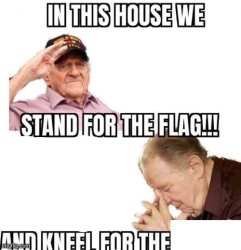 In This House We Stand for the flag Meme Template