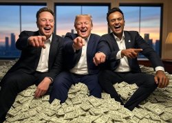 Donald Trump, Elon Musk, Vivek Ramaswamy pile of money oligarchy Meme Template