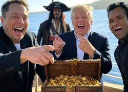 Donald Trump, Elon Musk, Vivek Ramaswamy laughing oligarchy Meme Template