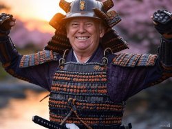 Donald Trump Samurai victory grin Meme Template