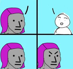 Female Angry NPC Wojak Meme Template