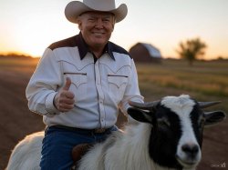 Donald Trump cowboy riding a goat Meme Template