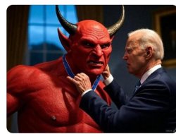 Satan honored by Biden Meme Template