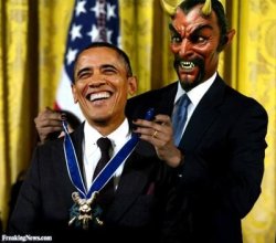Obama honored by Satan Meme Template