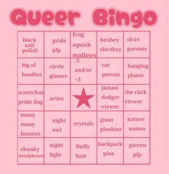 Queer bingo Meme Template