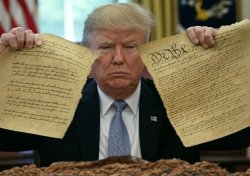 Donald Trump tearing Constitution in half Meme Template