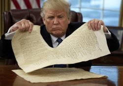 Donald Trump tearing Constitution in half Meme Template